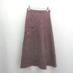 ◇ Θ INDIVI インディヴィ チェック柄 ひざ下丈 Aライン スカート サイズ34 レッド系 レディース E  【1504240006307】