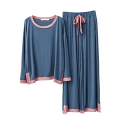 【新品】 [Unifizz] パジャマ レディース 長袖 上下セット レーヨン 肌に優しい ロングパンツ ゆったり かわいい ルームウェア おしゃれ 部屋着 無地 薄手 寝間着 カーディガパジャマ 旅行 春秋 女性 M 013_ブルー 1