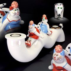 美品】ビレロイ&ボッホ ベネディクト オートモービル 帽子猫の置物