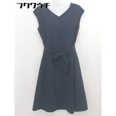 ◇ ◎ NATURAL BEAUTY BASIC ウエストリボン付き ノースリーブ ロング ワンピース サイズM ネイビー系 レディース  【1109030011235】