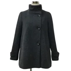 ブラック バイ マウジー BLACK by moussy コート ダブル スタンドカラー ミドル ウール カシミヤ混 無地 長袖 1 グレーのサムネイル