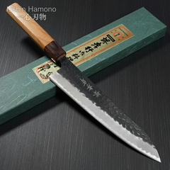 【堺孝行】 牛刀 210mm 青紙スーパー 黒槌目 送料無料 ギフトラッピング対応 1193