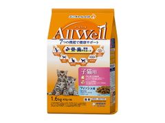 AllWell 健康に育つ子猫用 フィッシュ味挽き小魚とささみフリーズドライパウダー入り 1.6kg(400g×4袋) 12ヶ月までの子猫用 オールウェル