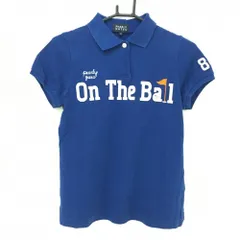 パーリーゲイツ 半袖ポロシャツ ブルー×白 フェルトワッペン  レディース 0(S) ゴルフウェア PEARLY GATES