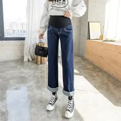 ☆ ダークブルー ☆ L ☆ マタニティ パンツpkc3024 マタニティ デニム ワイド マタニティパンツ ワイドパンツ デニムパンツ ボトムス 動きやすい オールシーズン 産前産後 おしゃれ お洒落 かわいい レディースパンツ ルームウェア 出産 部屋着