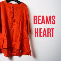 BEAMS HEART ロングシャツ レッド リネン100%