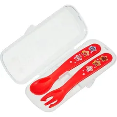 〔3個セット〕 レック アンパンマン ケース付き抗菌スプーン＆フォーク レッド