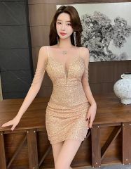 フレアスカート 谷間魅せ Vネック キャバドレス セクシー ホステス 新品・未使用】フレアスカート 谷間魅せ Vネック キャバドレス