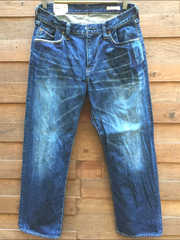 彼氏からの御下がり仕様　13oz 5ポケット ストレートパンツ パッチワーク ヴィンテージ加工