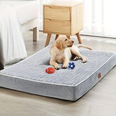大型犬用の犬ベッド プラッシュエッグフォームサポートと滑り止め付きの犬ベッド 防水で取り外し可能なペットベッドカバーが洗濯機で洗えます