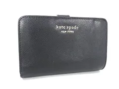 ■美品■ kate spade ケイトスペード レザー 二つ折り 財布 ウォレット 札入れ 小銭入れ ブラック系 DH9119