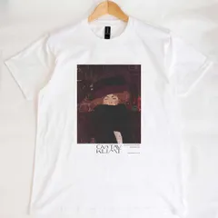 帽子と羽を持つ女性 グスタフ・クリムト 半袖 Tシャツ ホワイト GILDAN(ギルダン) 5.3オンス 男女兼用【RAF】Lady with Hat andFeather Boa Gustav Klimt  S/S TEE 243131