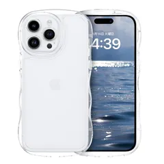 GUAGUA iPhone14Pro ケース クリア ウェーブ いphone 14Pro ソフト TPU 純透明 ケース うねうね 人気 バンパー 耐衝撃 超軽量 薄型 アクスタが入る スマホケース iPhone14Pro ストラップホール付き = アイフ
