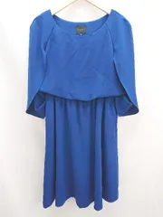 ◇ Ray BEAMS レイ ビームス ウエストゴム スリットスリーブ 五分袖 ロング ワンピース サイズ1 ブルー レディース E  【1303020027354】