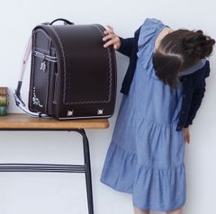 【当店オリジナル】プチフルール ランドセル 　ブラウン・シンプルな小花柄　クラリーノ・デカポケ・フィットちゃん機能搭載　学習院型