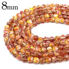 ケラマ サンセット オレンジ ホタルガラス ビーズ 一連 8mm 50玉 光る 夜光 とんぼ玉 パーツ 沖縄 お土産 慶良間諸島 送料無料 クリスマス 贈り物 ギフト プレゼント
