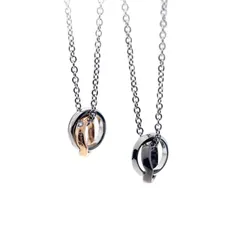 Petit Jewel YU-NA ダブルリング ペアネックレス 2個セット ステンレス 316L メンズ レディース カップル プレゼント