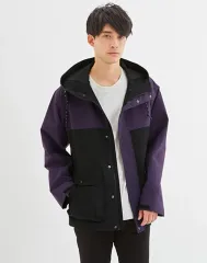 GU 20 ' s JPN カラーブロック マウンテン フード パーカー パープル & ブラック XL 105
