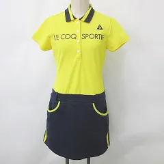 ルコックスポルティフ le coq sportif ゴルフ ワンピース シャツワンピ ポロワンピ ロゴ ライン 半袖 無地 黄 紺 グレー イエロー ネイビー M