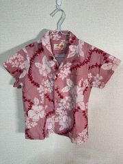 Mango OKINAWA ORIGINAL キッズ アロハシャツ ピンク 花柄 綿100% 5-6歳 日本製