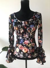 フラメンコ デザイナーズ フェミニンマルチカラー花柄 ブラウス Mサイズ フラメンコ デザイナーズ フェミニンマルチカラー花柄 ブラウス