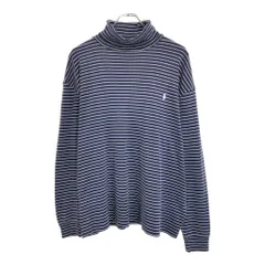 90年代 POLO GOLF ポロゴルフ ラルフローレン タートルネックセーター ボーダー パープル(メンズ M)中古 古着 V1523