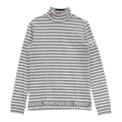 サイズ：0 PEARLY GATES パーリーゲイツ  モックネック 長袖Tシャツ ボーダー柄 グレー系 [240101452838] ゴルフウェア レディース ストスト