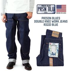 プリズンブルース PRISON BLUES ダブルニーワークジーンズ リジッドブルー メンズ アメリカ製 米国製 MADE IN USA デニム ペインターパンツ ハンドメイド 14.75オンス 綿 コットン100％