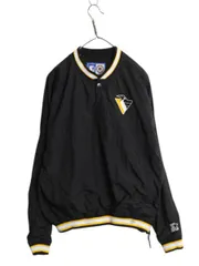 【お得なクーポン配布中!】 90s NHL オフィシャル スターター ペンギンズ プルオーバー ナイロン ジャケット キッズ XL メンズ M 程 オールド ウィンドブレーカー 黒