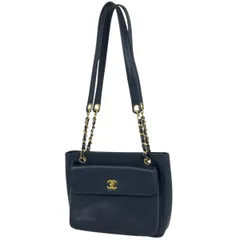シャネル CHANEL ココマーク チェーン トートバッグ CCマーク ショルダーバッグ ターンロック トートバッグ レザー ブルー レディース 【中古】
