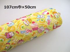 大特価！キャラクター　布地　生地　入園　入学　キルト　ヒミツのここたま　オックス　イエロー　107cm巾　50ｃｍ