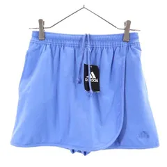 未使用 アディダス 90s デサント製 インナーパンツ付 ロゴ刺繍 テニススカート L ブルー adidas スコート 卓球  デサント製 レディース 【中古】  【230518】