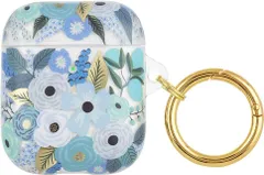 【Rifle Paper Co. by Case-Mate】 ソフトケース 便利なリングつき ライフルペーパー Garden Party Blue for AirPods　おしゃれ　可愛い　コンパクト　プレゼント　ギフト