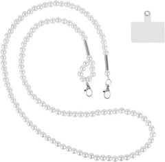 安芸熊屋 スマートフォン ショルダーベルト 斜めがけ 首掛け 肩掛け ストラップ スマホ Android iPhone(パール)