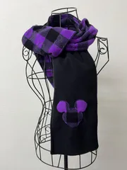 マフラー　ディズニー　ミッキー　紫・黒　ミッキーマウス　フリース