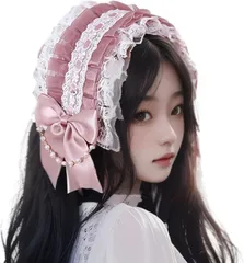 coco plaza ロリータ ヘッドドレス カチューシャ レース リボン ゴスロリ 髪飾り 萌え メイド rose pink(rose pink,  普通)