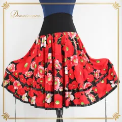 社交ダンス 衣装 スタンダード スカート レッスン 練習着 パーティー ブラック系 花柄 ホワイト系 白 レッド系 赤 ICHIOKU イチオク ブラック 花柄スカート 社交ダンス用スカート フラワープリント スポーツウェア エレガント スカート