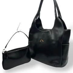 良品 765 キタムラ トートバッグ アクセサリーポーチ レザー ブラック