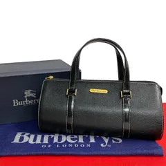 BURBERRY バーバリー　ハンドバッグ　ミニボストン　レザー型押し　ブラック BURBERRY バーバリー ミニボストンバッグ トートバッグ レザー