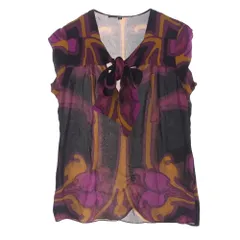 GUCCI - GUCCI グッチ 347381 シルク ノースリーブ ブラウス カットソー トップス マルチカラー系 36【中古】 GUCCI グッチ 347381 シルク ノースリーブ ブラウス カットソー