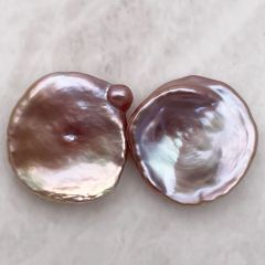 大粒花びらケシパールのピアス/イヤリング 19mm パープル系 紫 ペア バロック 真珠 結婚 ウェディング ブライダル