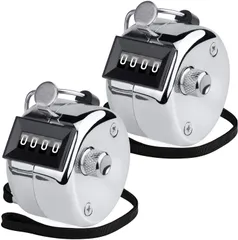 YMJOGGUE カウンター 手掌用(4桁) 金属製 プラス数取器 手持ちカウンター 計数器 フックとリング付き 4桁タリーカウンター 機械式 2個入