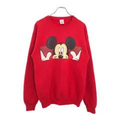 90年代 Disney ディズニー ミッキーマウス スウェット キャラクター レッド(メンズ M相当)中古 古着 V6901