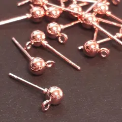 ステンレス 【 15ペア 30本 】 ステンレス ポストピアス ボールポスト ピンクゴールド ポストピアス カン付き アクセサリーパーツ ハンドメイドピアス