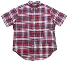 00s ラルフローレン CLASSIC FIT マドラスチェック ボタンダウン 半袖 コットンシャツ XL★C インド綿 オールド ビッグサイズ