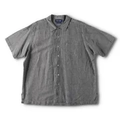 古着 90年代 ラルフローレン Ralph Lauren POLO GOLF ポロゴルフ CLAYTON チェック柄 ハウンドトゥース柄 半袖 リネンシャツ/evb029331