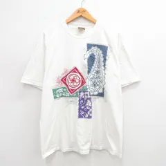XL/古着 半袖 ビンテージ Tシャツ メンズ 90s 花 コットン クルーネック 白 ホワイト 24aug05 中古