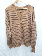 ◇ ⊇ JaVa ×　classicalelf ボーダー 長袖 ニット セーター サイズXL ブラウン　ダークブラウン系 レディース P  【1408200035942】