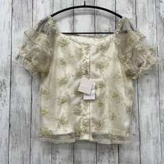 新品【 NICE CLAUP 】ナイスクラップ パフスリーブ刺繍レース ブラウス FREE