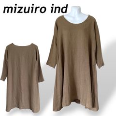 mizuiro ind ミズイロインド レディース Aラインワンピース 麻 リネン One 日本製 ベージュ系 (D037)★